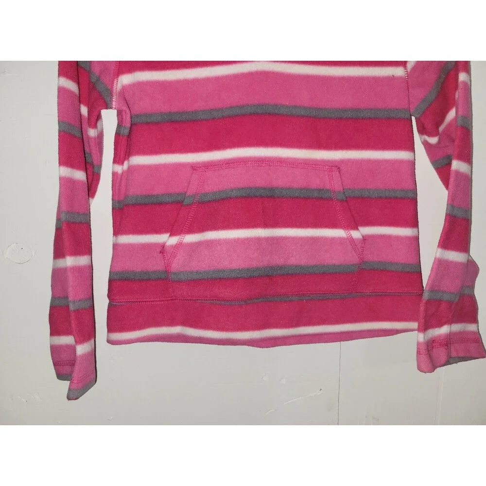 The Children's Place Girls Pink Striped Fleece Pullover Hoodie AA71